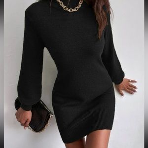 Solid Crewneck Sweater Dress
